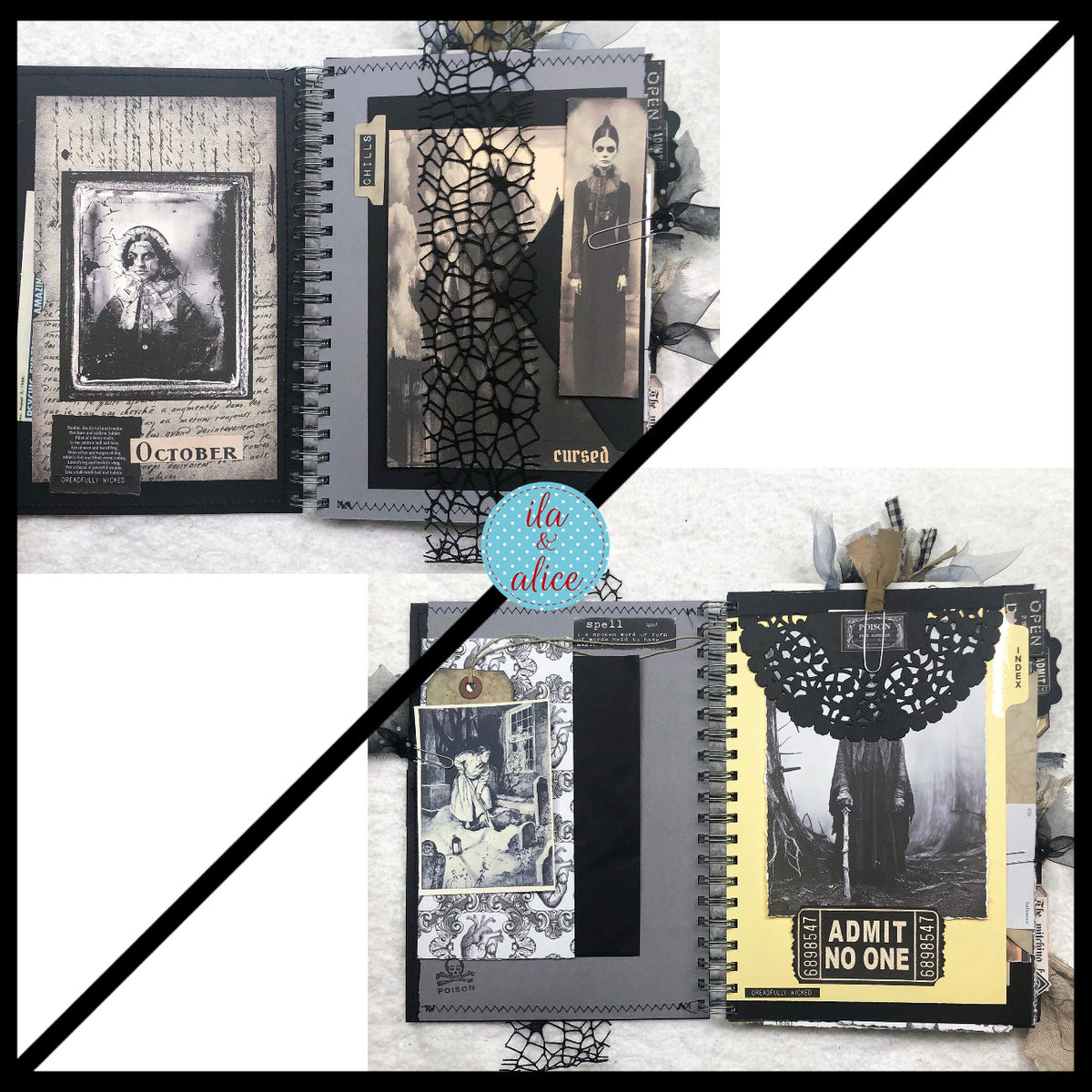 Creepy Witches Halloween Junk Journal with Ghosts & Ghouls Journal ila & alice