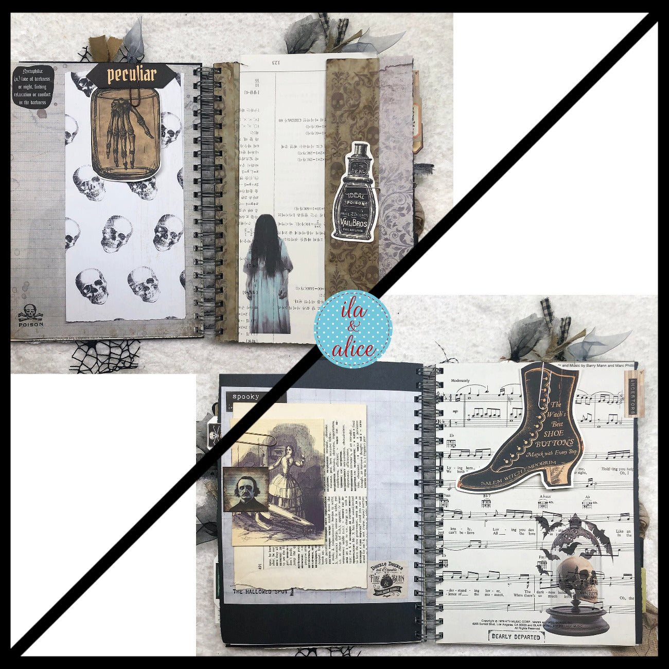 Macabre Witch Halloween Junk Journal with Ghosts & Ghouls Journal ila & alice