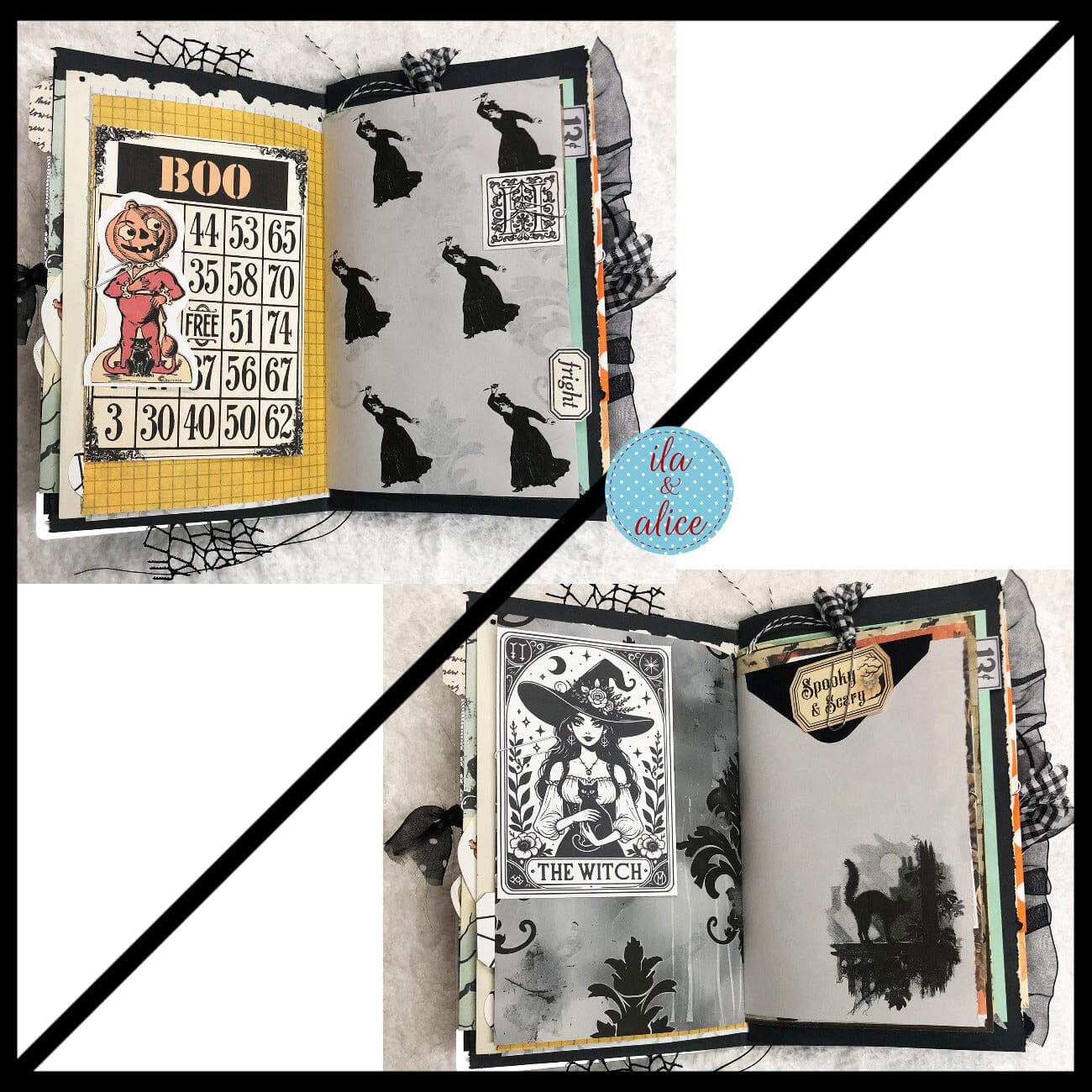 Cute Witch & Black Cat Halloween Junk Journal Filled #1 Journal ila & alice