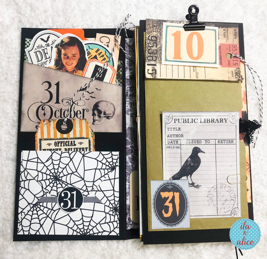 Cute Halloween Folio with a Black Cat and Jack O'Lantern