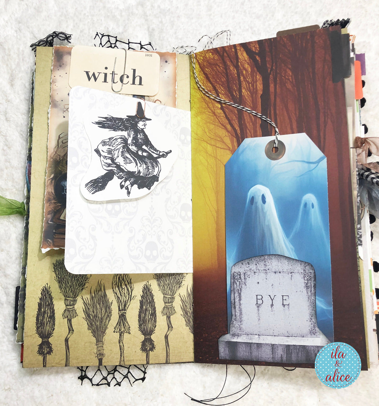 Handmade made Halloween junk journal w witch and ghosts