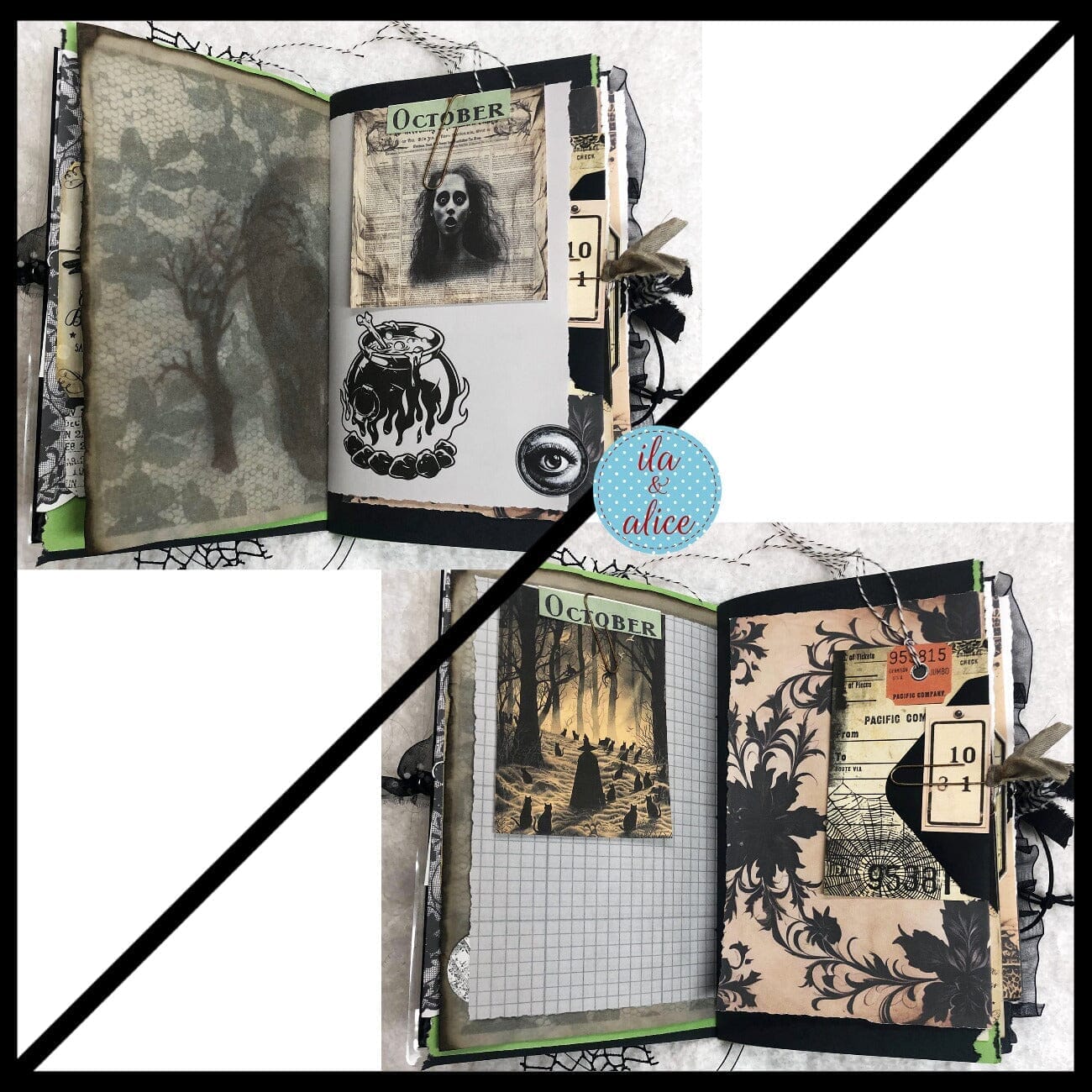 Dark Witch Halloween Junk Journal Filled with Witch Ephemera #4 Journal ila & alice