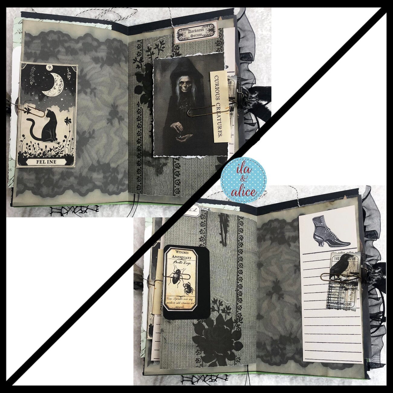 Dark Witch Halloween Junk Journal Filled with Witch Ephemera #2 Journal ila & alice