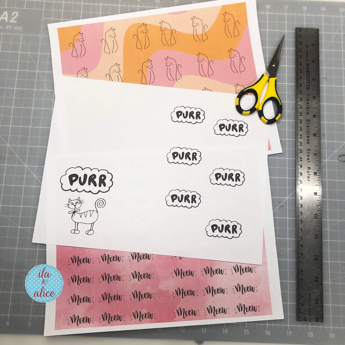 Digital Cat Junk Journal Paper-Pink-5 Papers Journal ila & alice