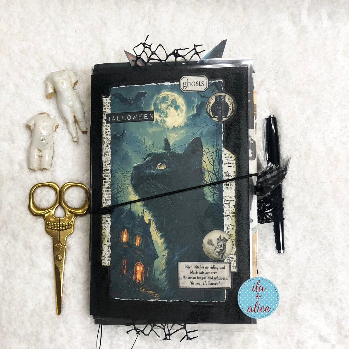 Dedicated to Black Cats Halloween Junk Journal Filled #4 Journal ila & alice