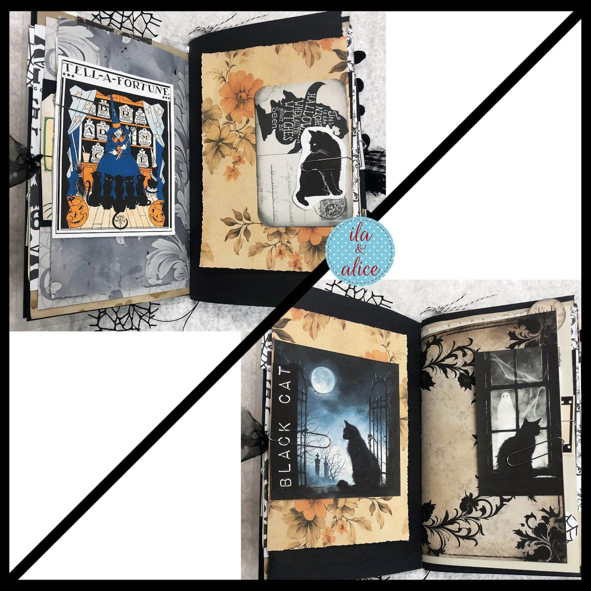 Dedicated to Black Cats Halloween Junk Journal Filled #4 Journal ila & alice