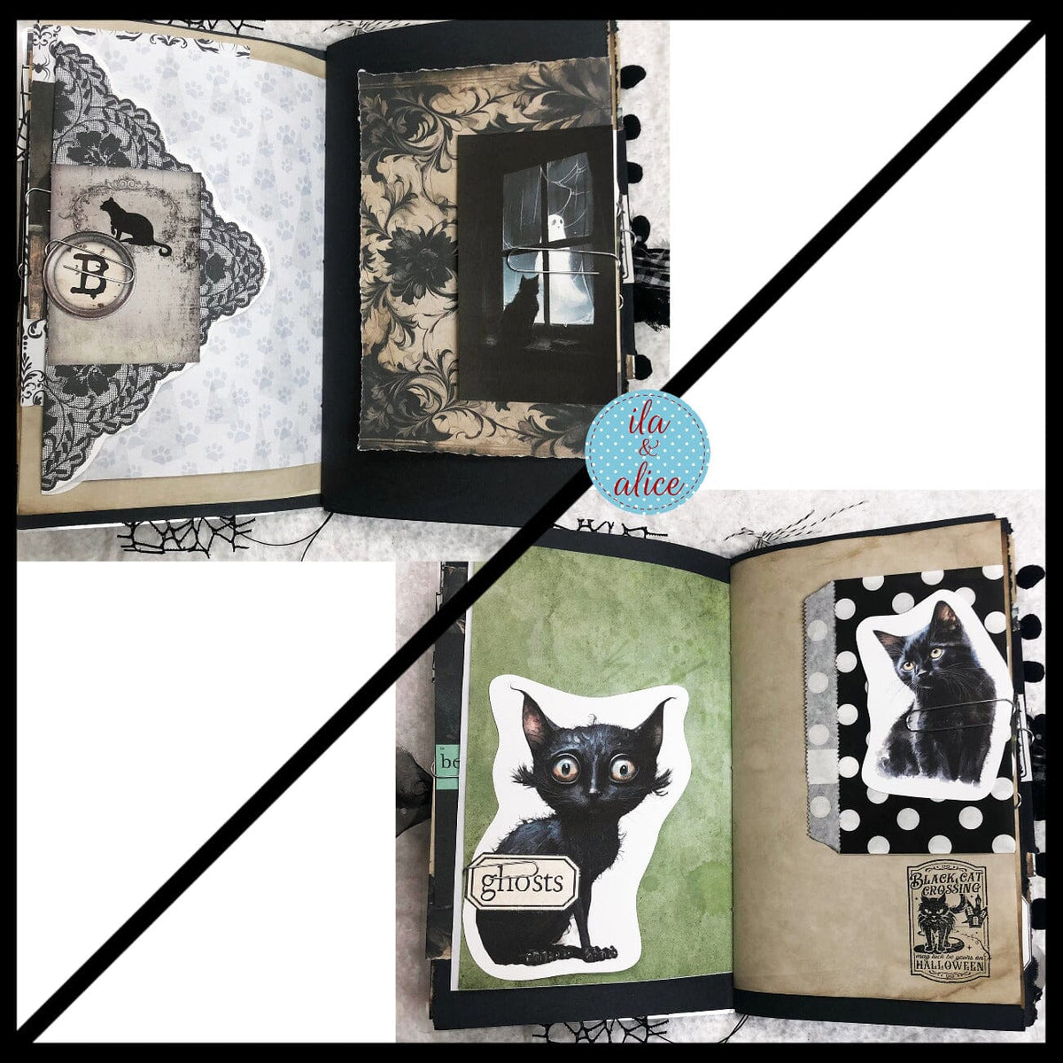 Dedicated to Black Cats Halloween Junk Journal Filled #3 Journal ila & alice