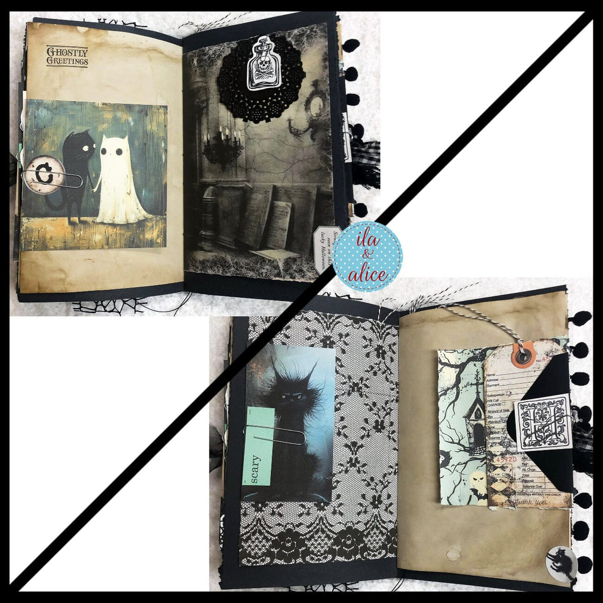 Dedicated to Black Cats Halloween Junk Journal Filled #3 Journal ila & alice