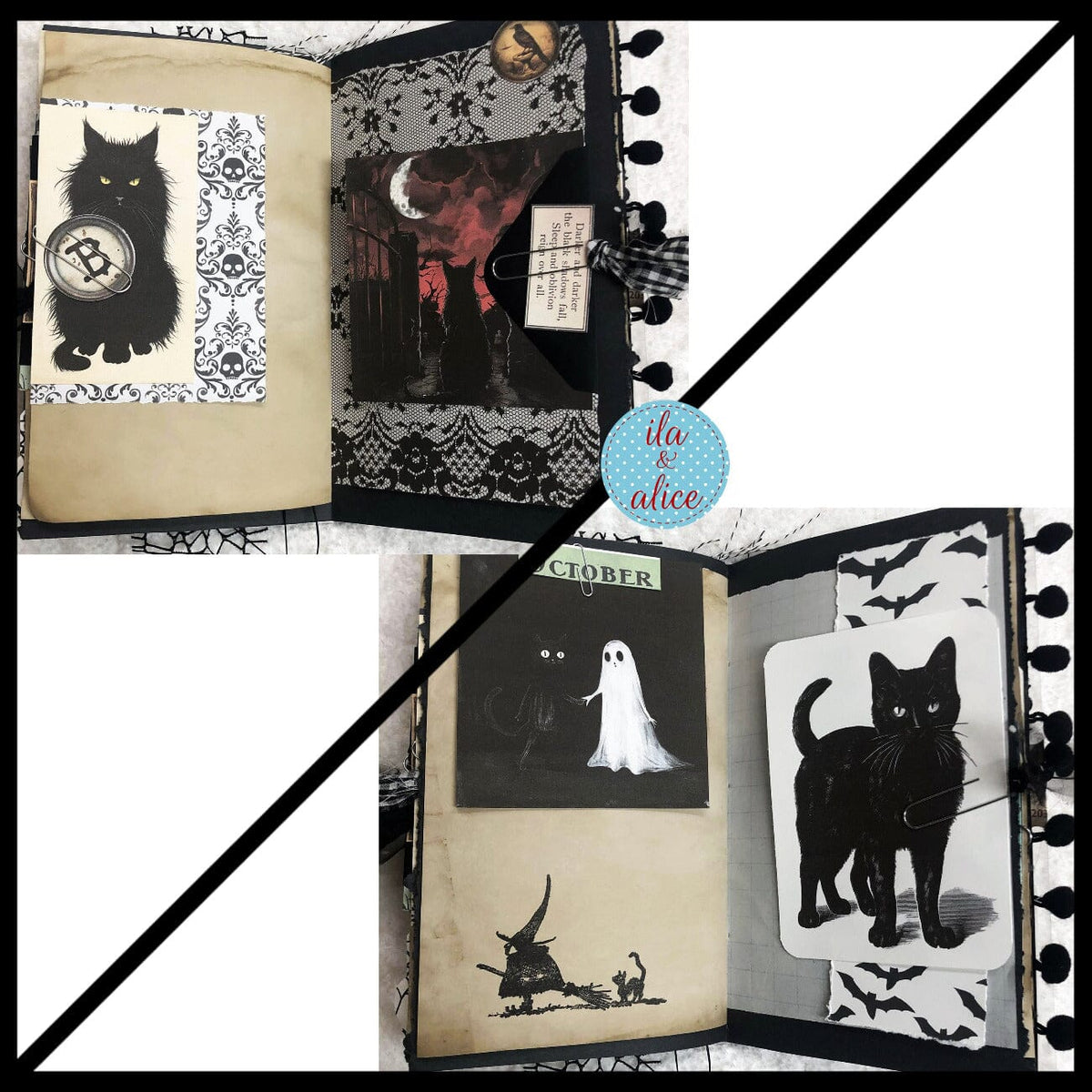 Dedicated to Black Cats Halloween Junk Journal Filled #4 Journal ila & alice