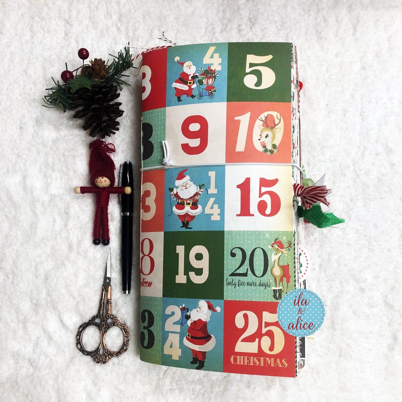 Christmas Soft Cover Junk Journal with Advent Numbers Journal ila & alice