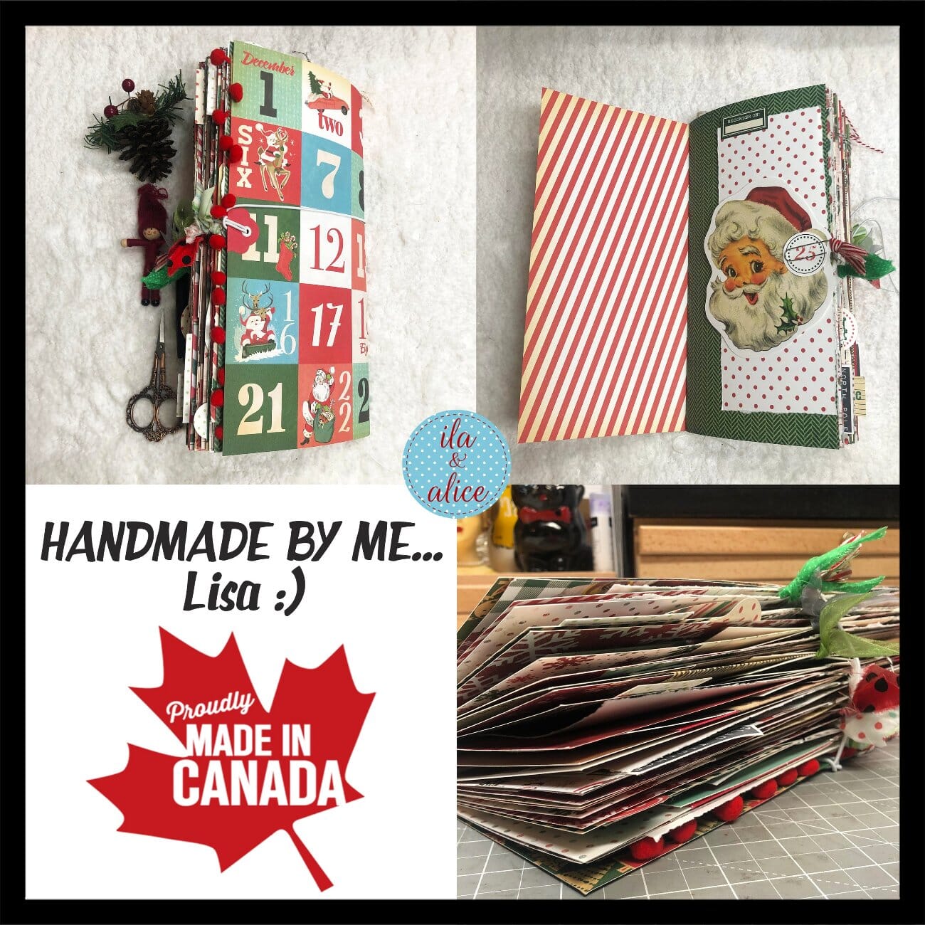 Christmas Soft Cover Junk Journal with Advent Numbers Journal ila & alice