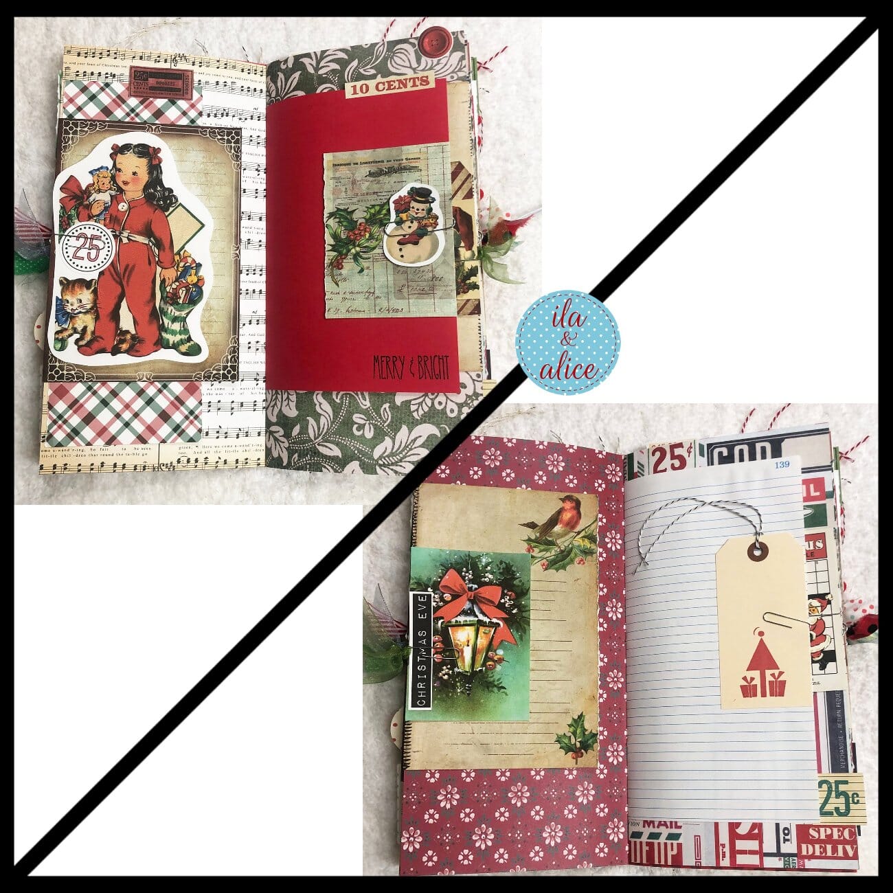 Christmas Soft Cover Junk Journal with Advent Numbers Journal ila & alice