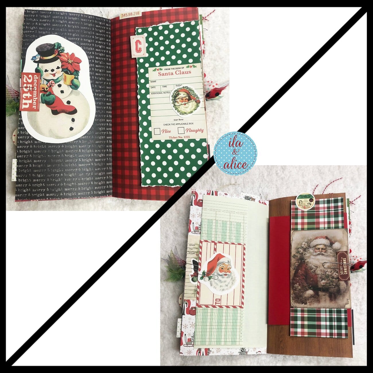 Christmas Soft Cover Junk Journal with Retro Theme Journal ila & alice