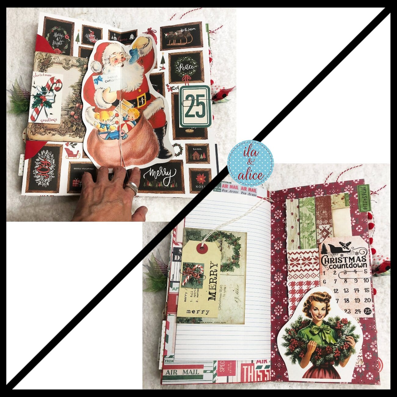 Christmas Soft Cover Junk Journal with Santa Claus Journal ila & alice
