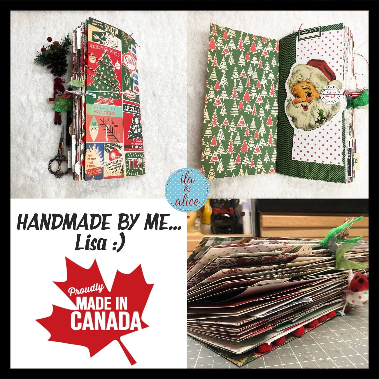 Christmas Soft Cover Junk Journal with Vintage Ornaments Journal ila & alice