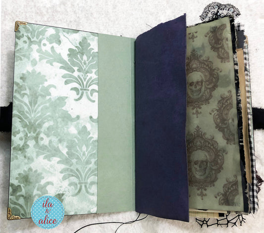 Eerie Gothic Halloween Junk Journal- Witch in Graveyard