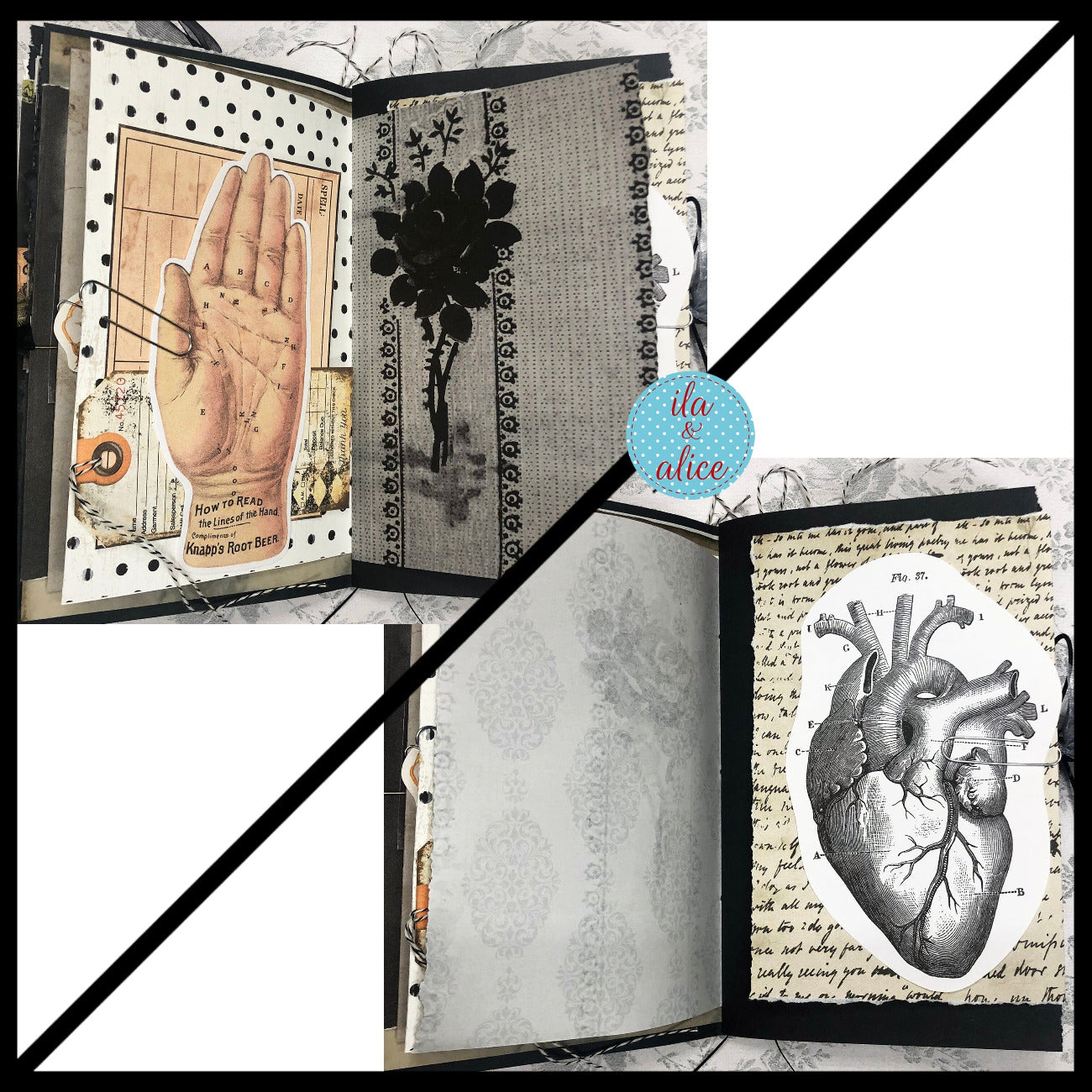 Creepy Graveyard Winter Junk Journal w Spooky Collage Cover Journal ila & alice