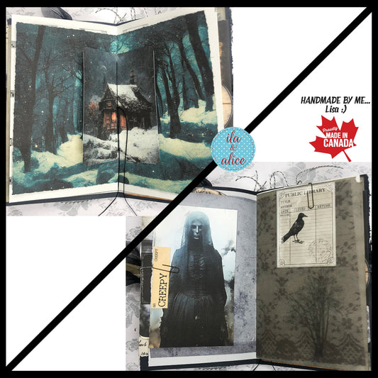 Creepy Graveyard Winter Junk Journal w Spooky Collage Cover Journal ila & alice