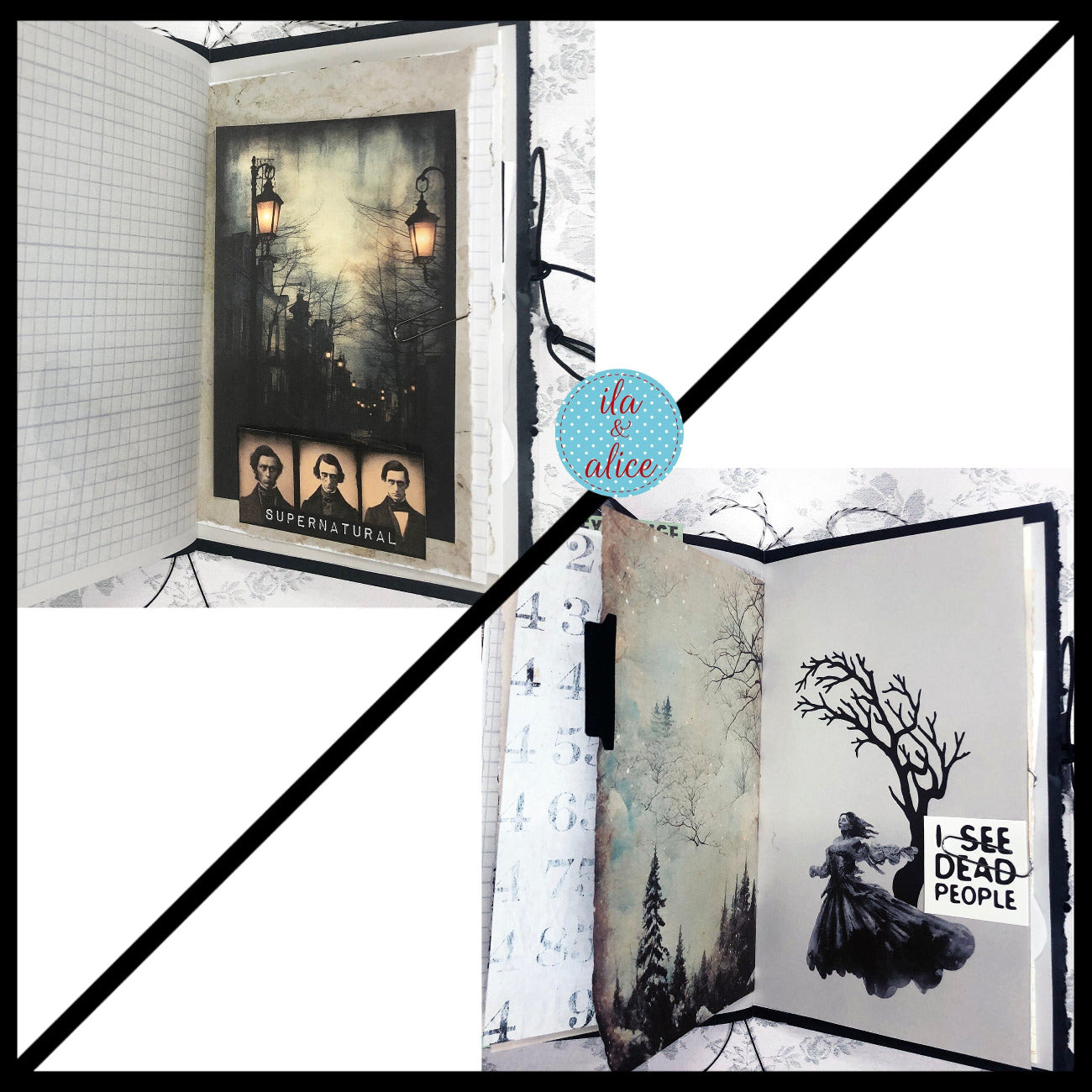 Creepy Graveyard Winter Junk Journal w Spooky Collage Cover Journal ila & alice