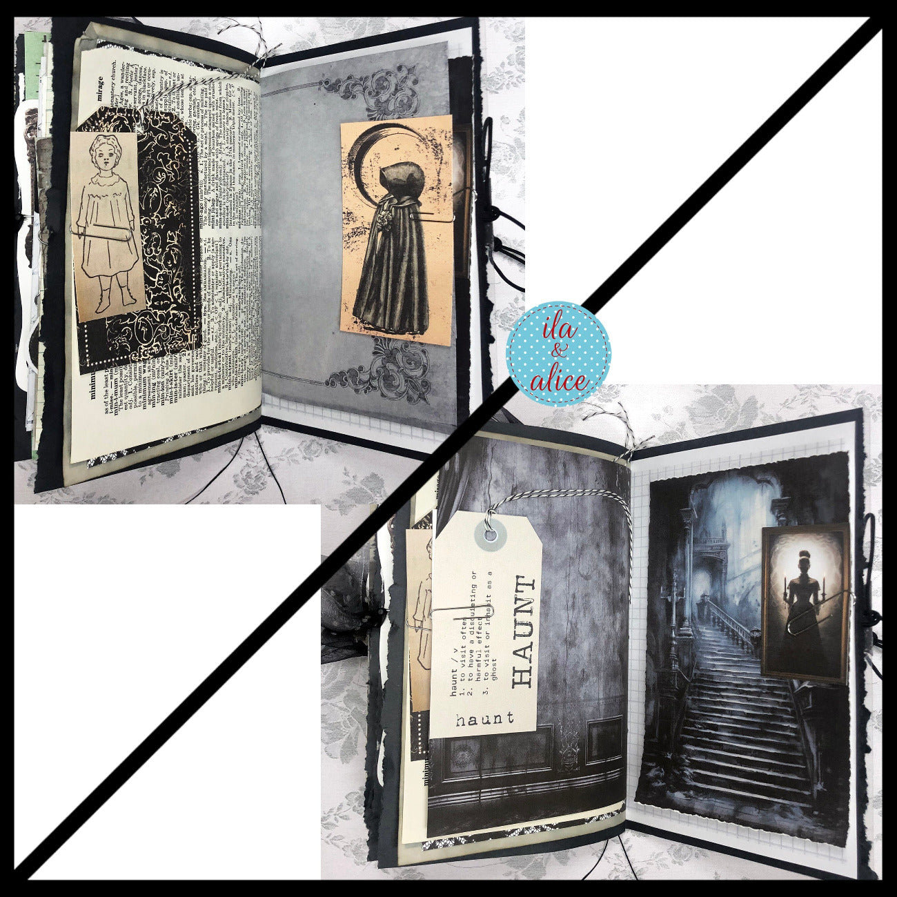 Creepy Dark & Gloomy Winter Junk Journal w Spooky Collage Cover Journal ila & alice