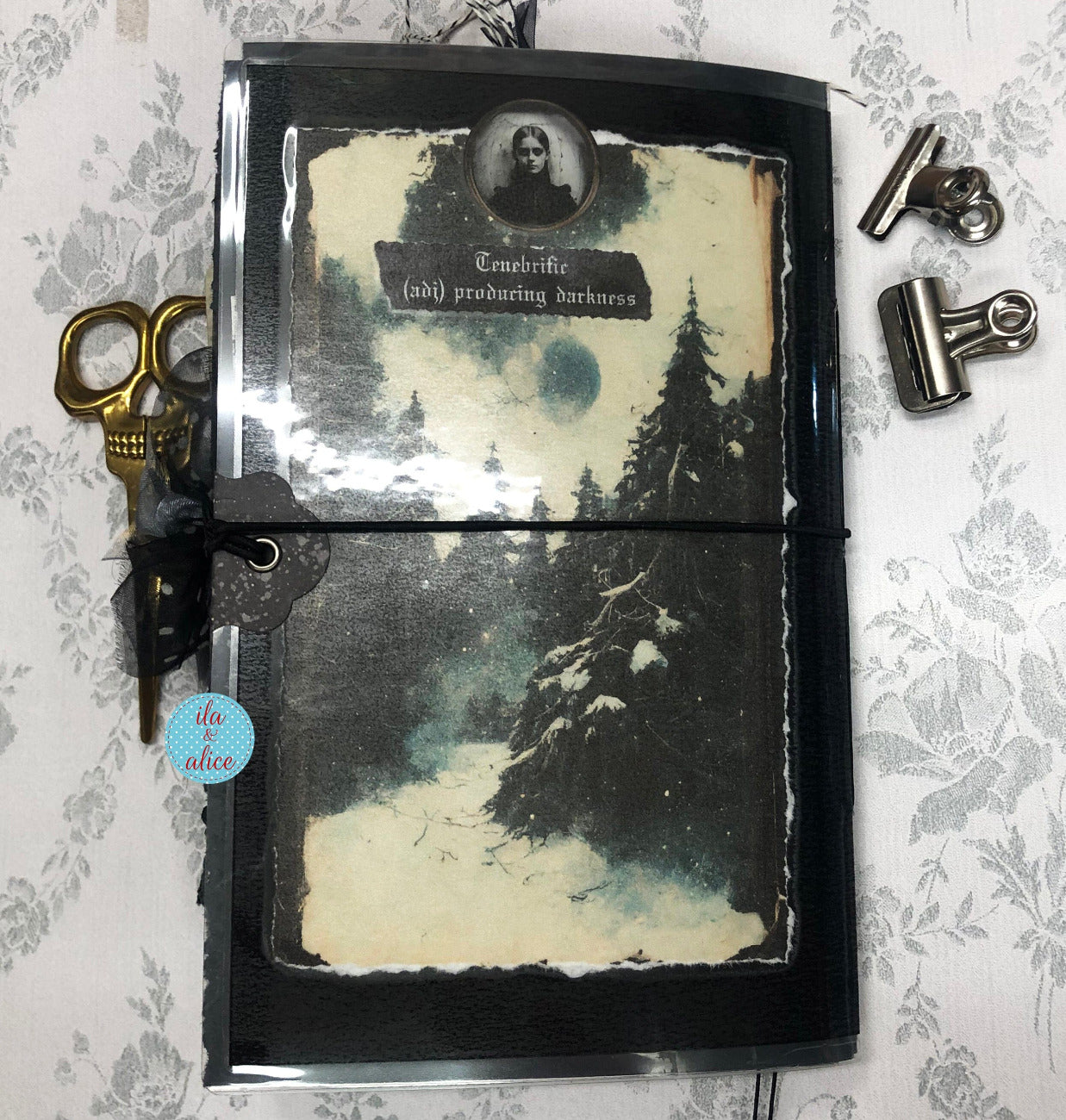 Creepy Graveyard Winter Junk Journal w Spooky Collage Cover Journal ila & alice