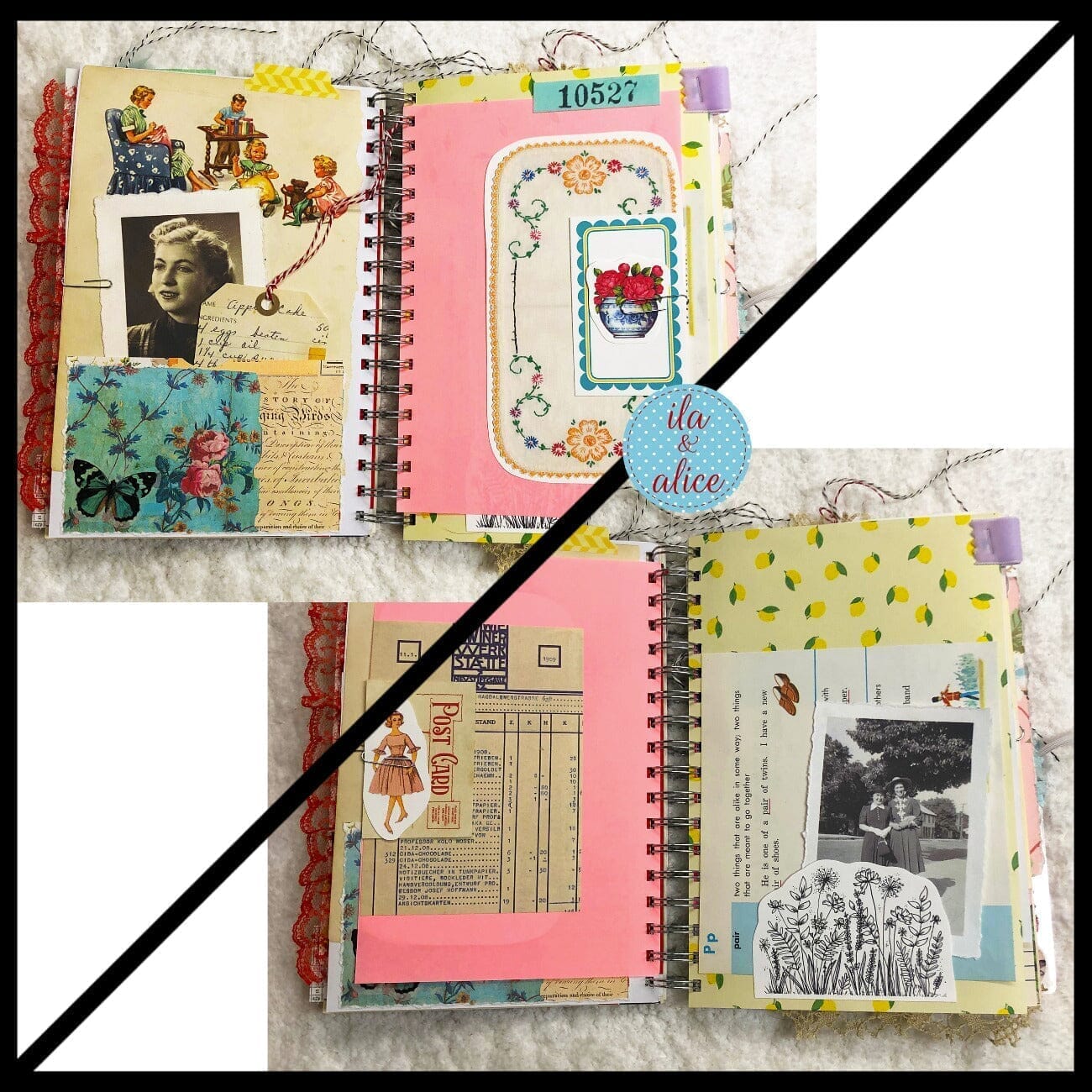 Blue Floral Junk Journal Filled with Fun Ephemera- 2 Journal ila & alice