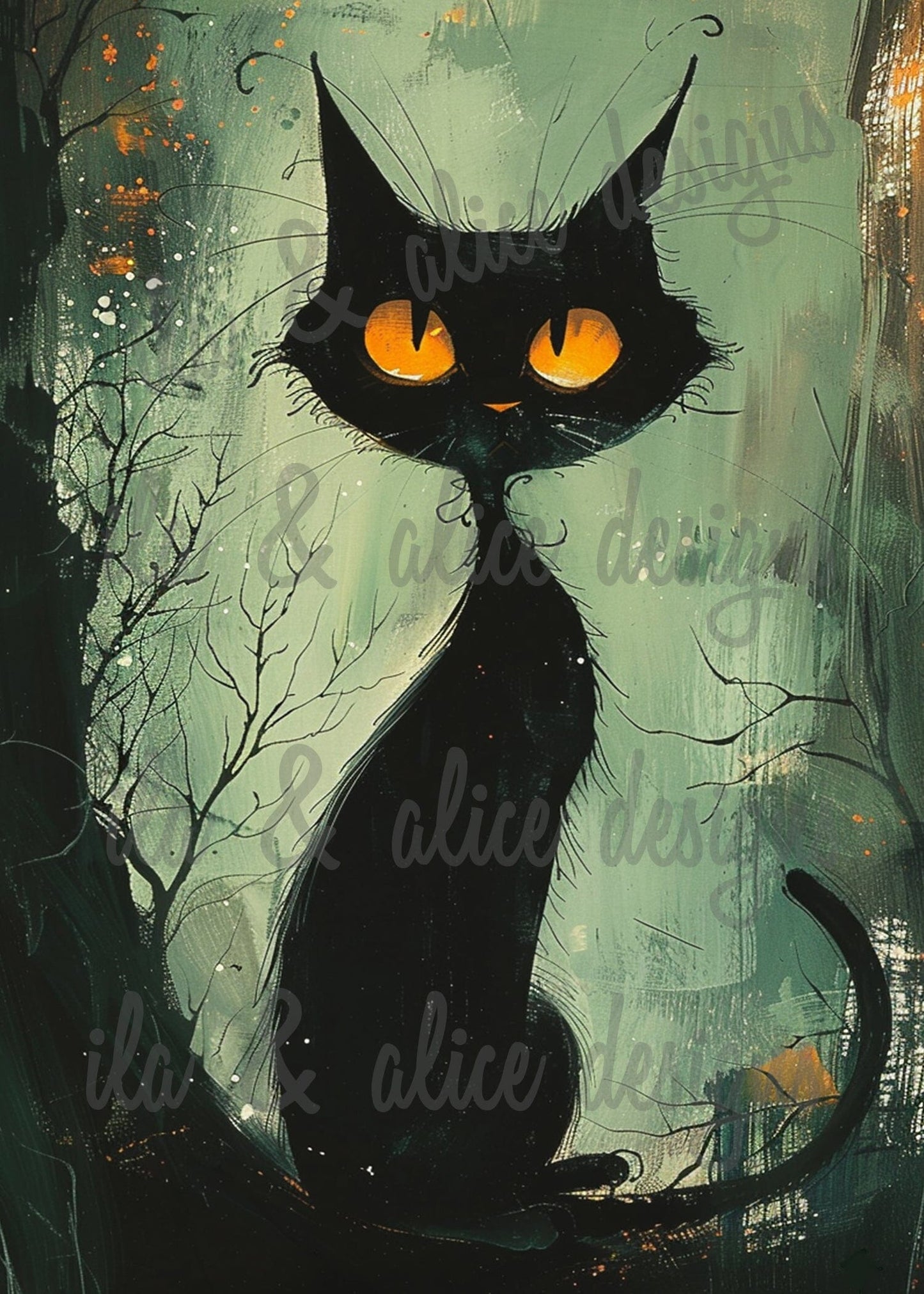 Cute and Quirky Black Cats Halloween Postcards Post Cards ila & alice
