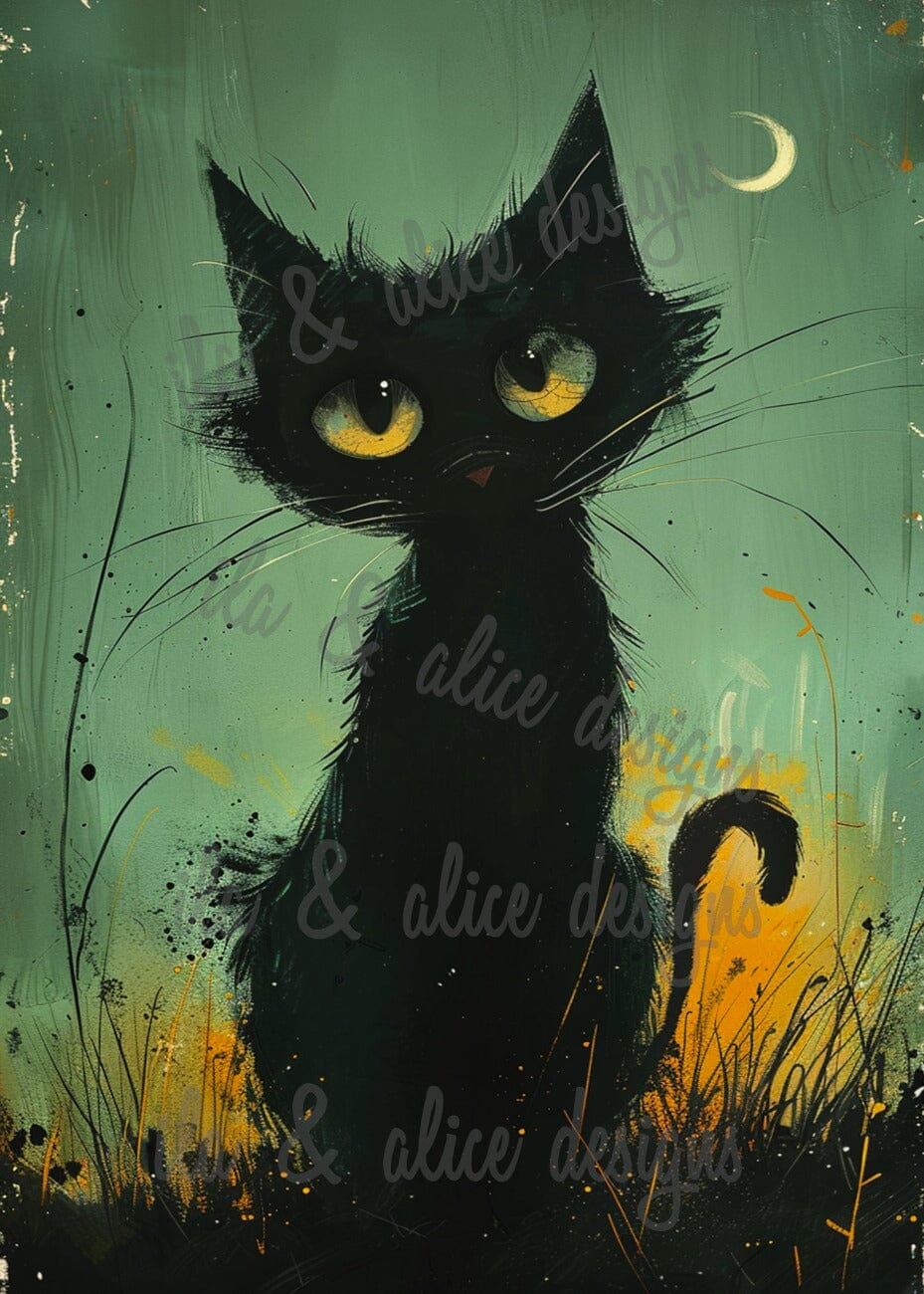 Cute and Quirky Black Cats Halloween Postcards Post Cards ila & alice