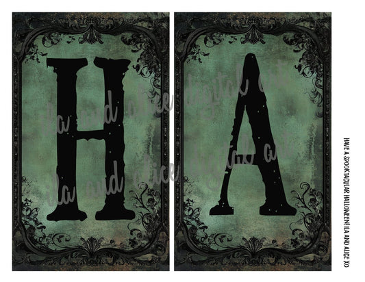 Digital Green Halloween Letters for Pockets Journal ila & alice