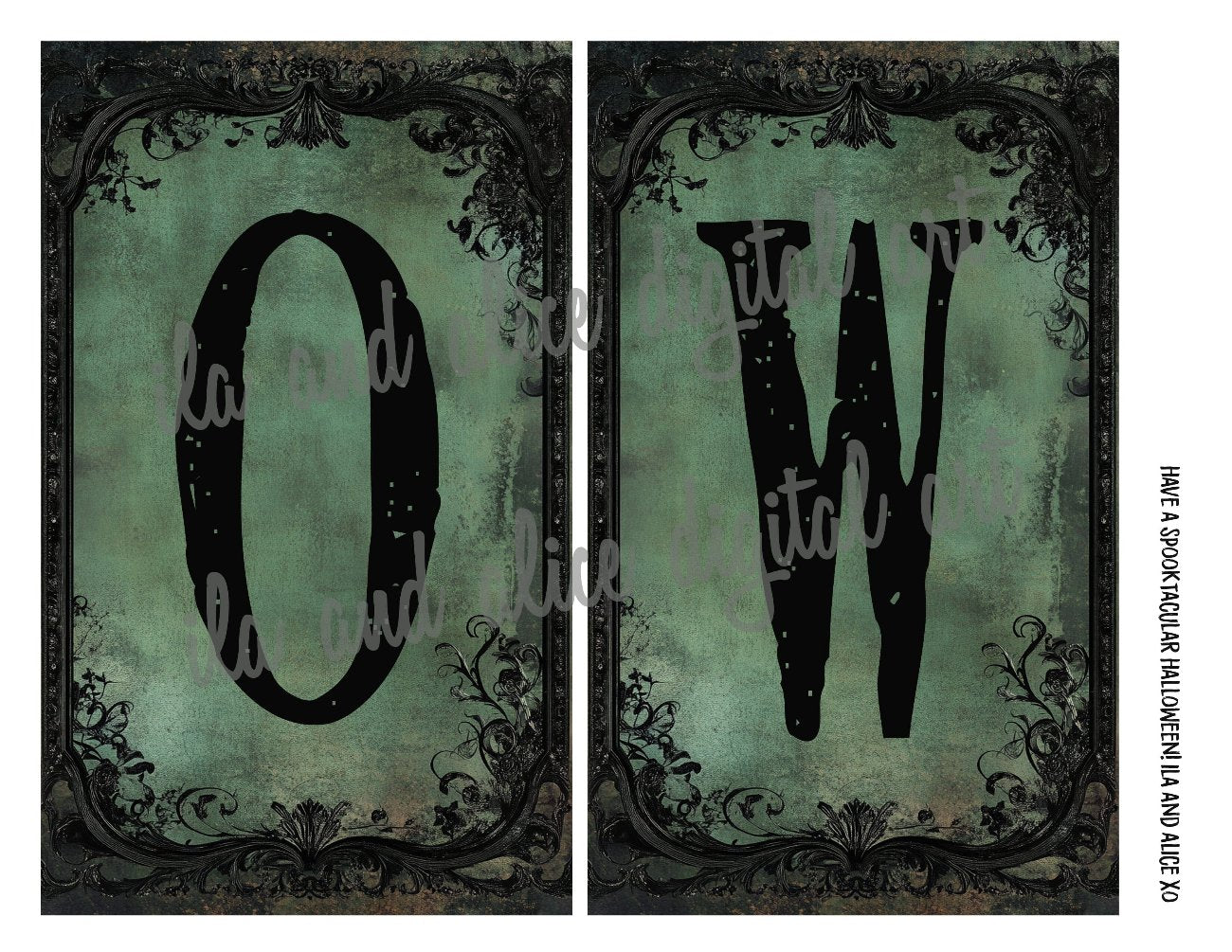 Digital Green Halloween Letters for Pockets Journal ila & alice