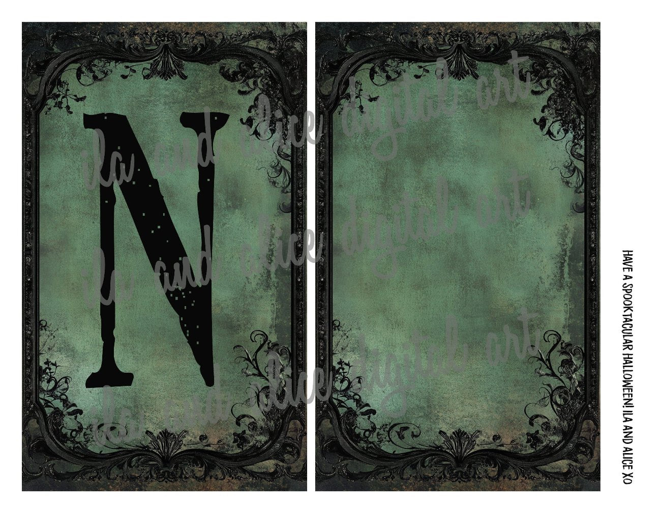 Digital Green Halloween Letters for Pockets Journal ila & alice