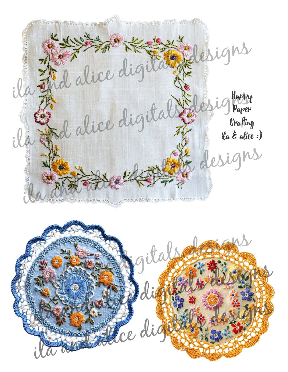 Digital Vintage Doilies Ephemera Journal ila & alice