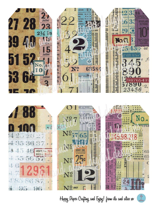 Digital Journal Tags with Numbers-Darker Colours Set #3 Journal ila & alice