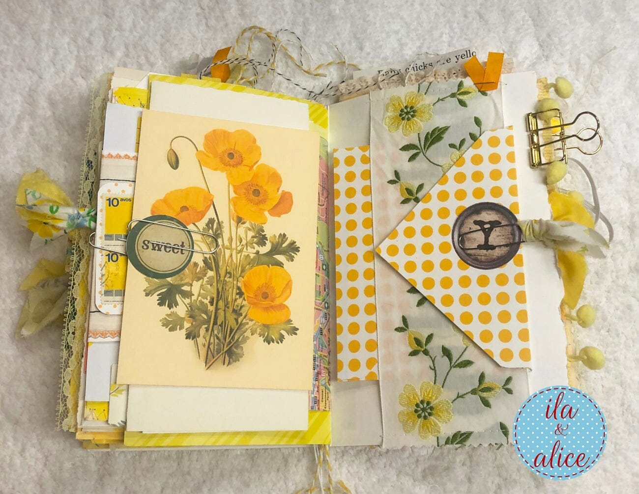 Chunky Yellow Themed Junk Journal (from YouTube) Journal ila & alice