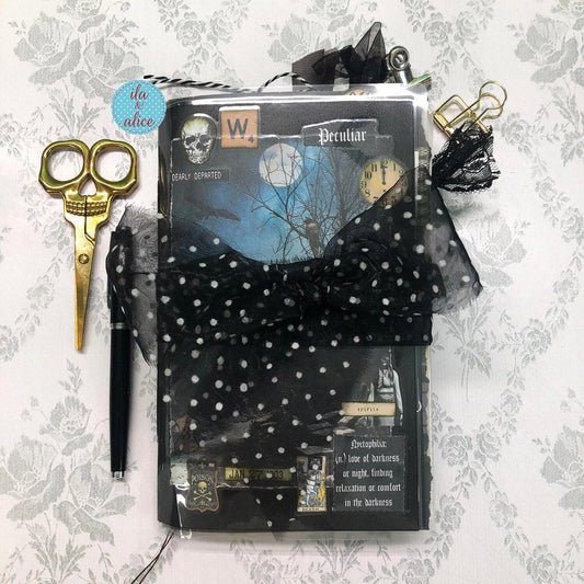 Winter Junk Journal with Full Moon & Crow Collage Cover Journal ila & alice