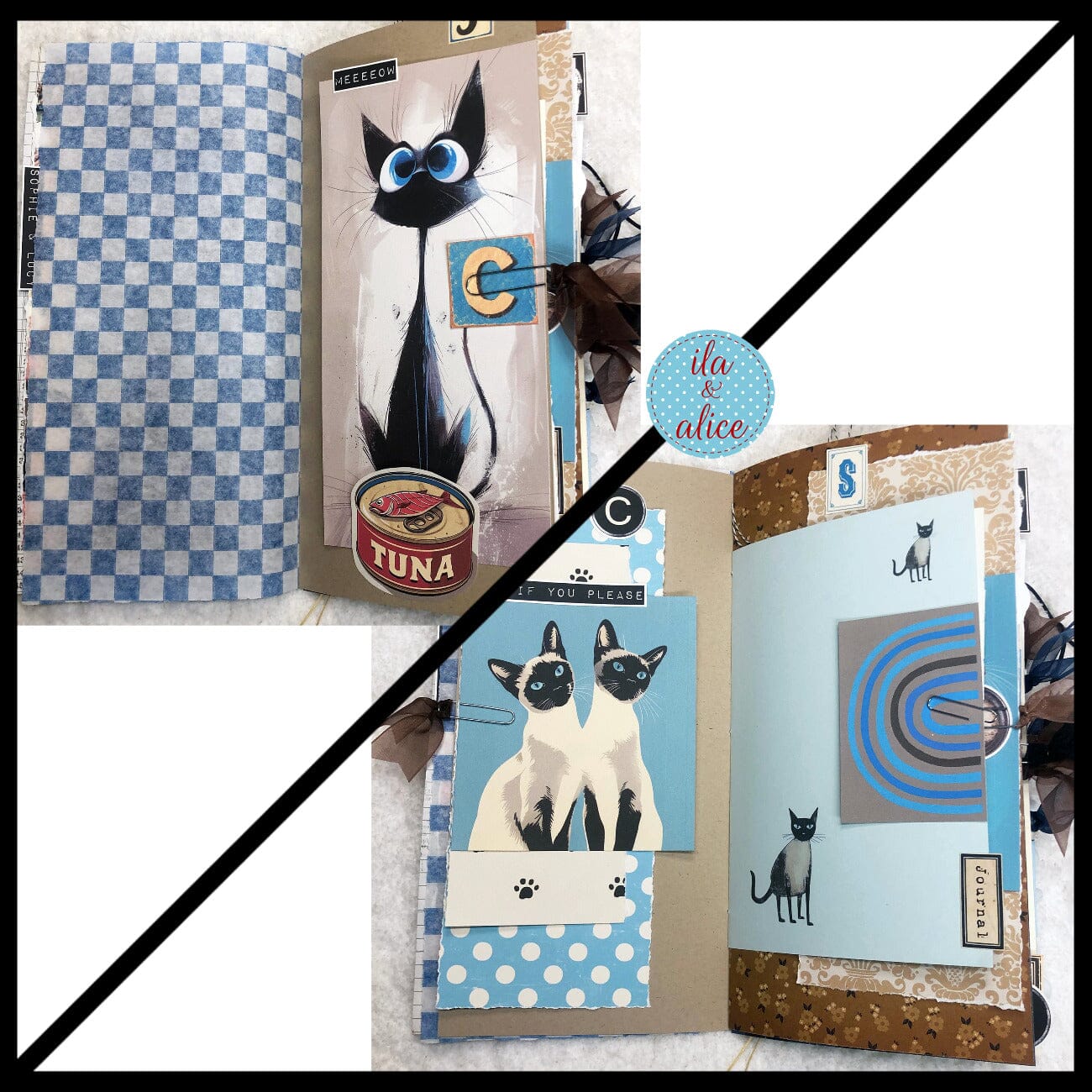 Siamese Cat Junk Journal- Soft Cover with Side View Journal ila & alice