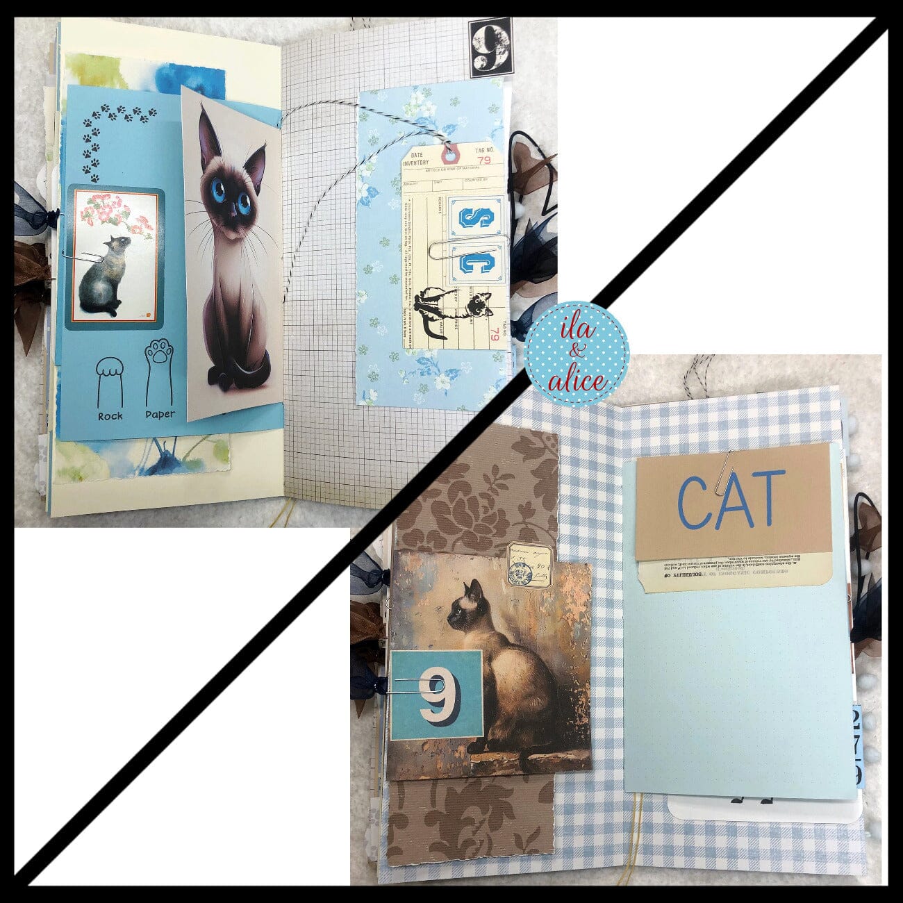 Siamese Cat Junk Journal- Soft Cover with Side View Journal ila & alice