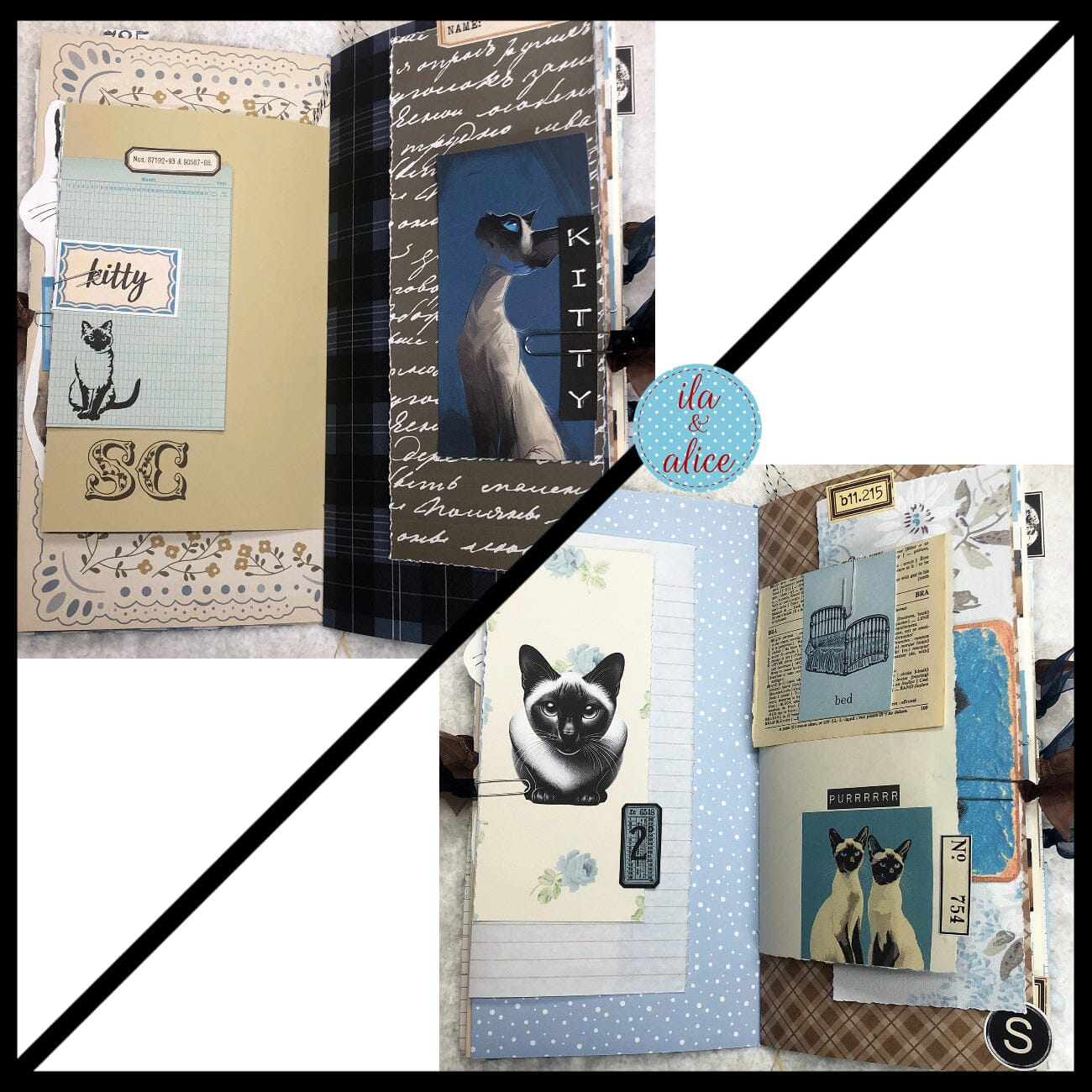 Siamese Cat Junk Journal- Soft Cover with Side View Journal ila & alice