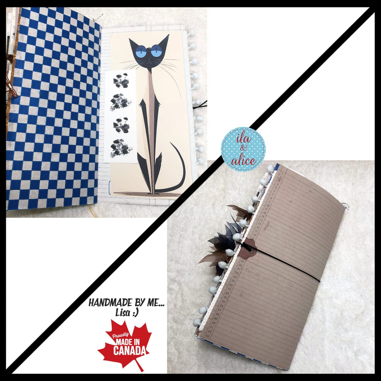 Siamese Cat Junk Journal- Soft Cover with Side View Journal ila & alice