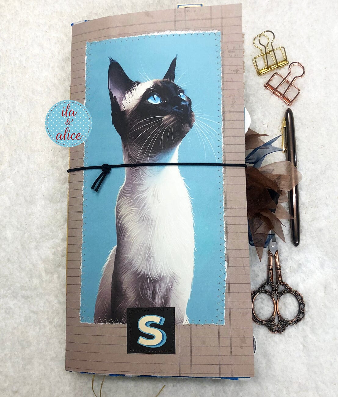 Siamese Cat Junk Journal- Soft Cover with Side View Journal ila & alice