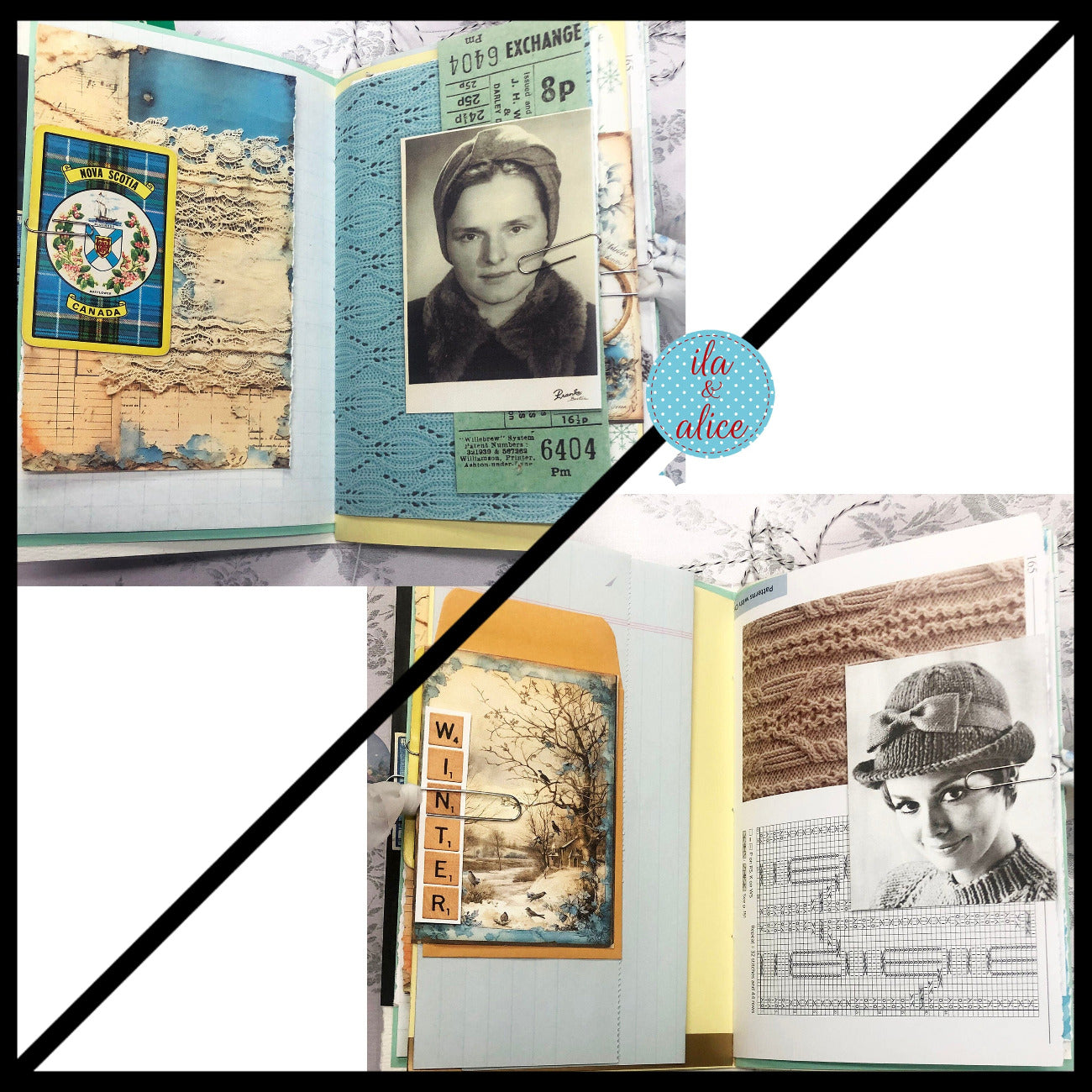 Blue Winter Junk Journal with Winter Wonderland Scene Journal ila & alice