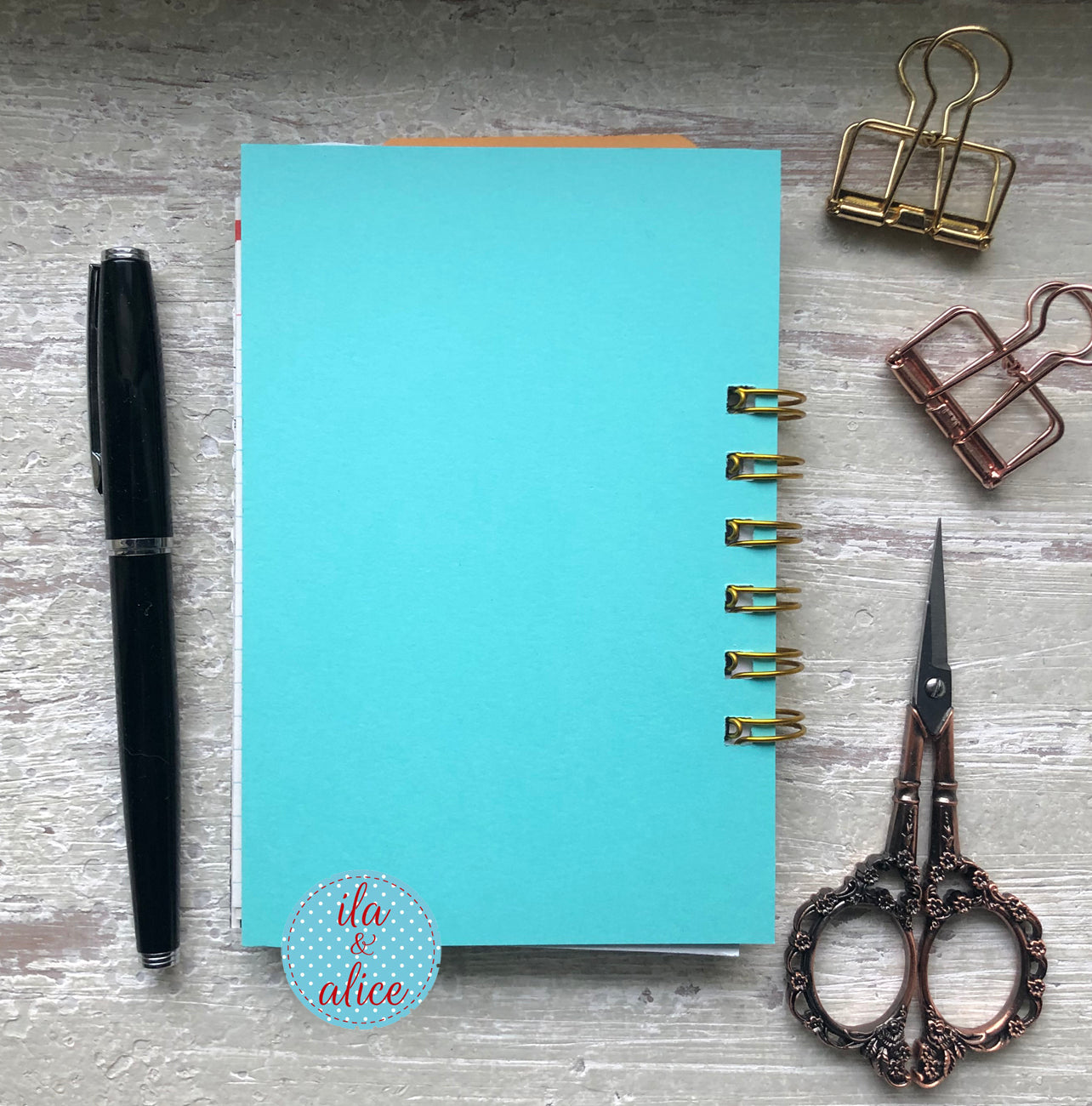 mini journal turquoise back cover