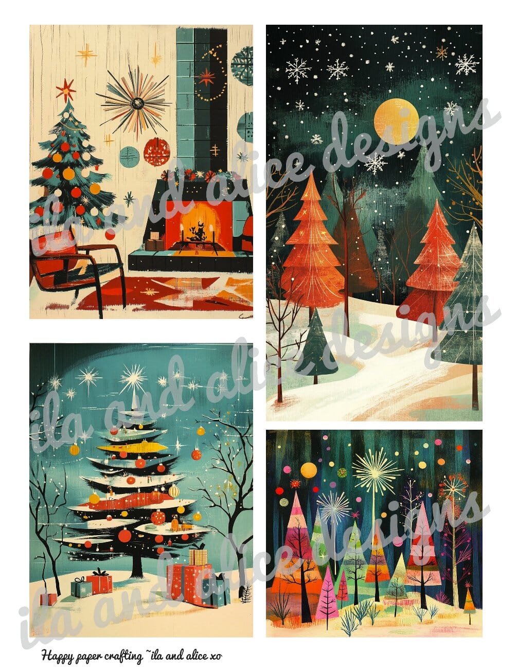 Bright Mid-Century Christmas Journal Tags Journal ila & alice