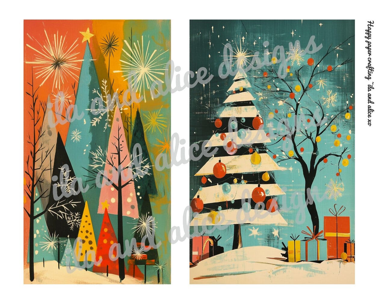 Bright Mid-Century Christmas Journal Tags Journal ila & alice