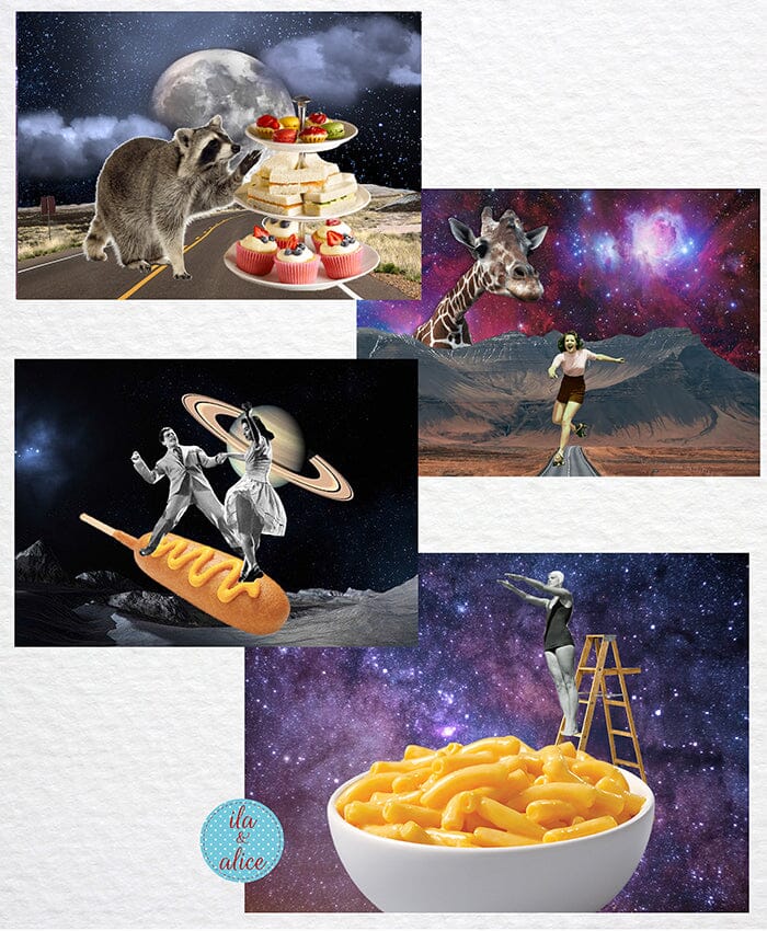 Sci-fi Collage Art Postcards Post Cards ila & alice