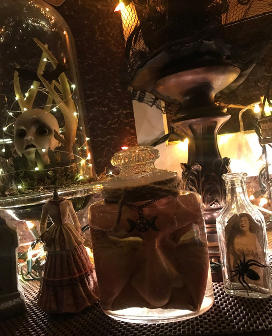 Creepy Halloween face in a Jar