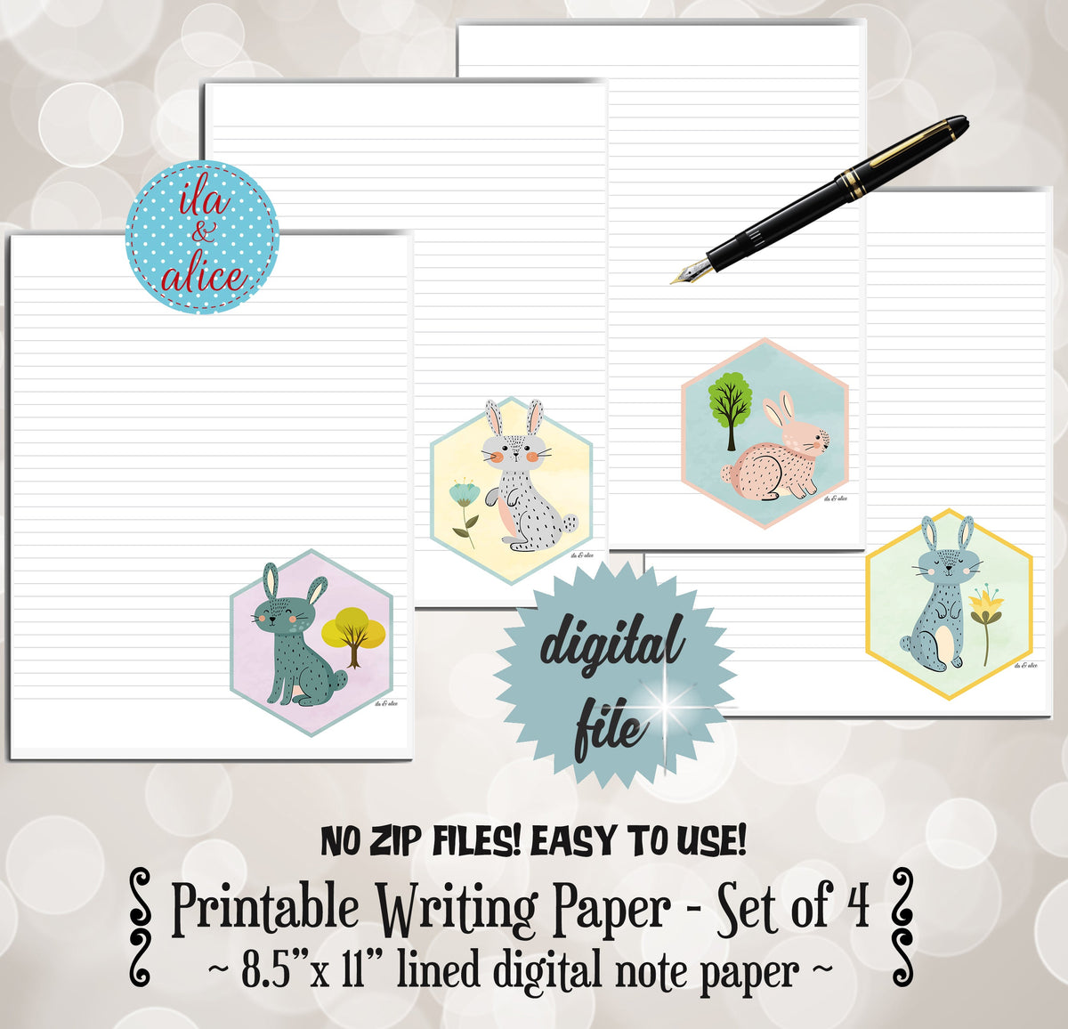 Printable Writing Paper | Vintage Digital Stationery for Journals & Letters