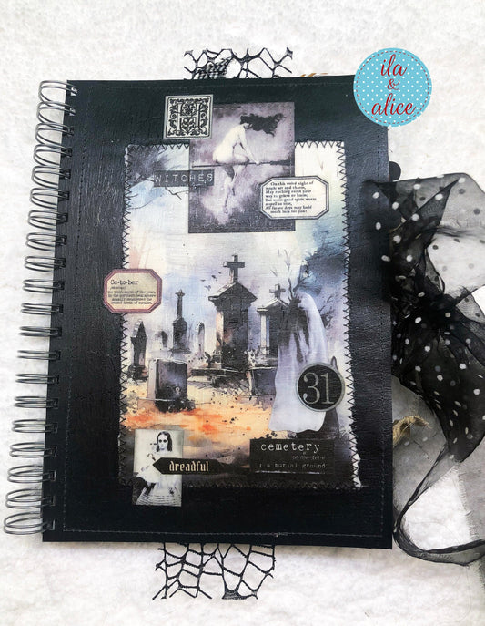 Creepy Graveyard Halloween Junk Journal with Ghosts & Ghouls Journal ila & alice 
