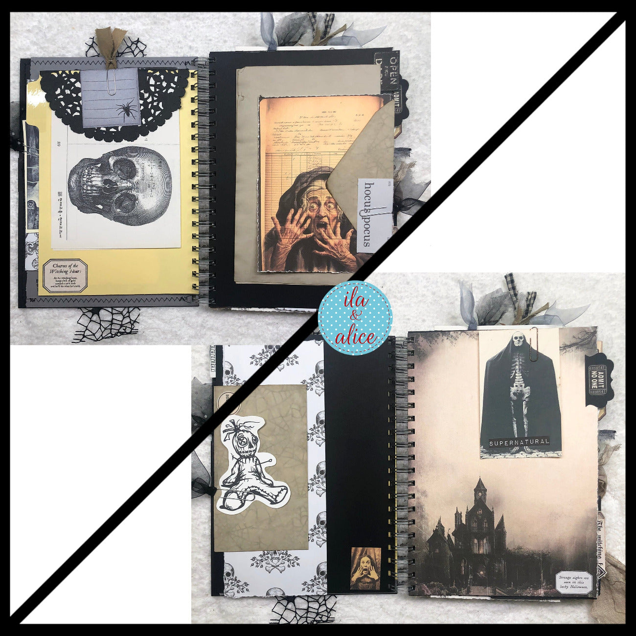 Creepy Witches Halloween Junk Journal with Ghosts & Ghouls Journal ila & alice 