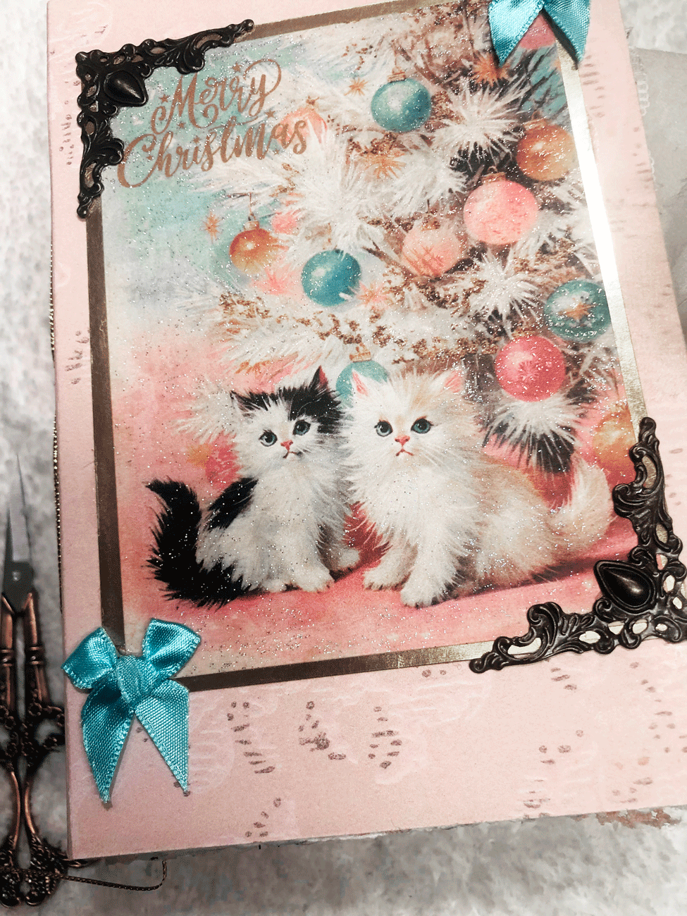 Glittery Pastel Mid Century Themed Christmas Junk Journal